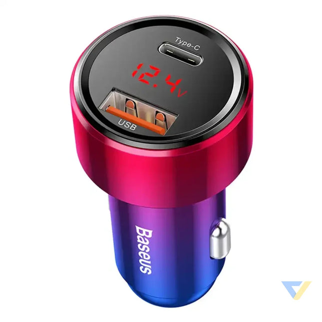 Baseus Magic USB + USB C QC 4.0 PD 45W car charger (red blue). Car chargers