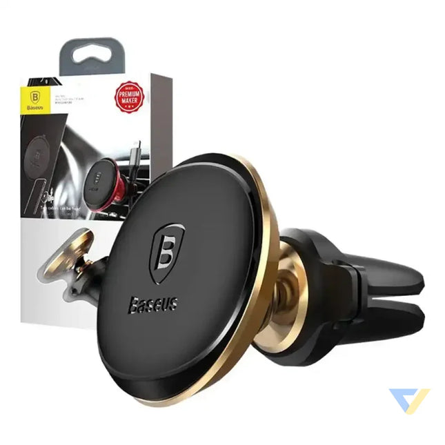 Baseus Magnetic Air Vent Car Mount Holder with cable clip Gold Phone holders