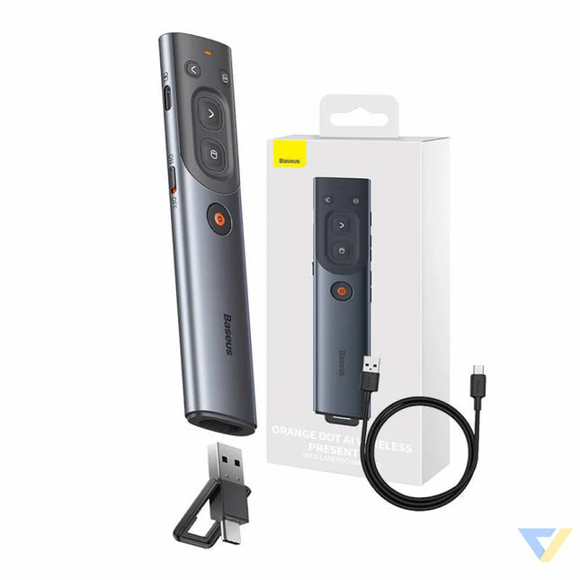 Baseus Orange Dot Multifunctional remote control for presentation with a red laser pointer gray Laser pointers