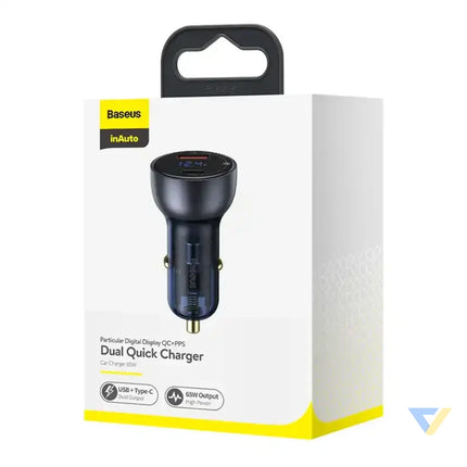 Baseus Particular Digital Display car charger with display USB + USB C QC3.0 + PD 5A 65W (gray) Car chargers