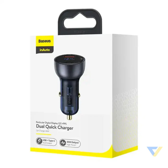 Baseus Particular Digital Display car charger with display USB + USB C QC3.0 + PD 5A 65W (gray) Car chargers