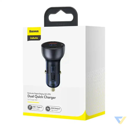 Baseus Particular Digital Display car charger with display USB + USB C QC3.0 + PD 5A 65W (gray) Car chargers