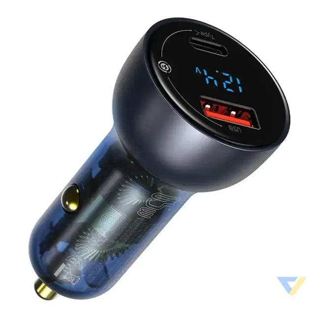 Baseus Particular Digital Display car charger with display USB + USB C QC3.0 + PD 5A 65W (gray) Car chargers