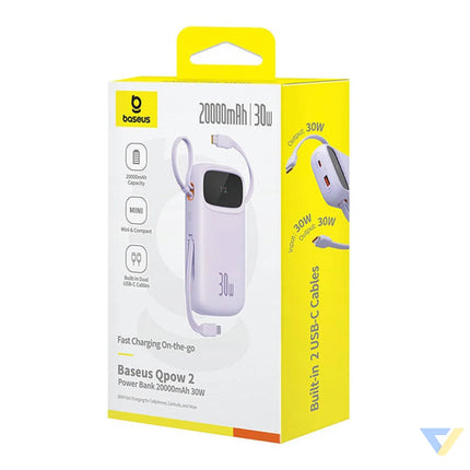 Baseus QPow 2 20000mAh 30W 2xUSB C powerbank (purple) Powerbanks