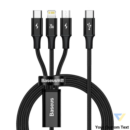 Baseus Rapid Series 3 in 1 cable USB C For M + L + T 20W 1.5m Black Combo Cables