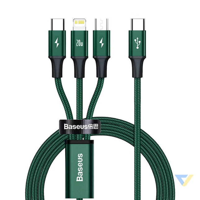 Baseus Rapid Series 3 in 1 cable USB C For M + L + T 20W 1.5m (Green) Combo Cables