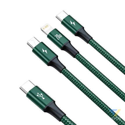 Baseus Rapid Series 3 in 1 cable USB C For M + L + T 20W 1.5m (Green) Combo Cables