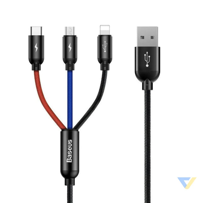 Baseus Rapid USB Cable 3in1 Type C / Lightning / Micro 3A 1,2M Black Combo Cables