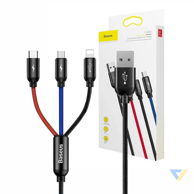 Baseus Rapid USB Cable 3in1 Type C / Lightning / Micro 3A 1,2M Black Combo Cables