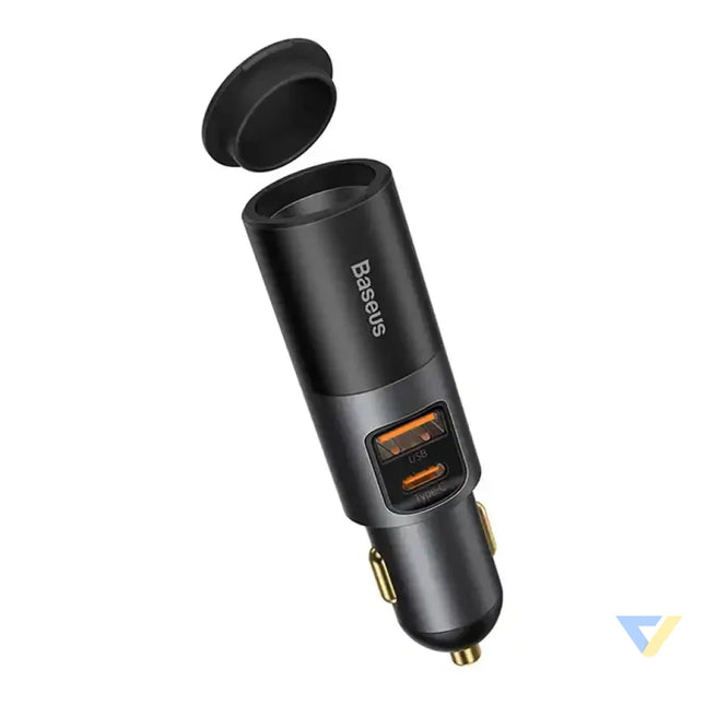 Baseus Share Together Fast Charge Car Charger with Cigarette Lighter Expansion Port 2x USB 120W (Gray) Car chargers