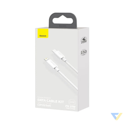 Baseus Simple Wisdom Data Cable Kit USB C to Lightning PD 20W (2PCS/Set) 1.5m White USB C to Lightning
