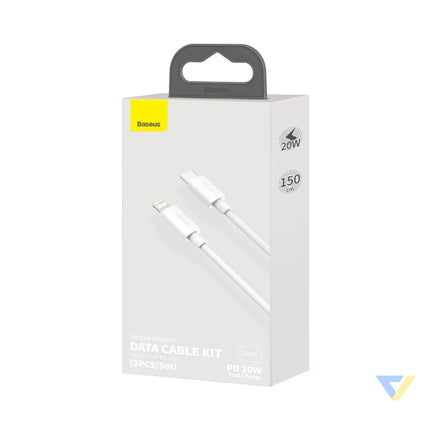 Baseus Simple Wisdom Data Cable Kit USB C to Lightning PD 20W (2PCS/Set) 1.5m White USB C to Lightning