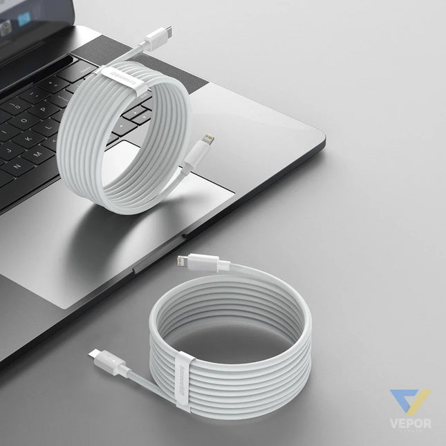 Baseus Simple Wisdom Data Cable Kit USB C to Lightning PD 20W (2PCS/Set) 1.5m White USB C to Lightning