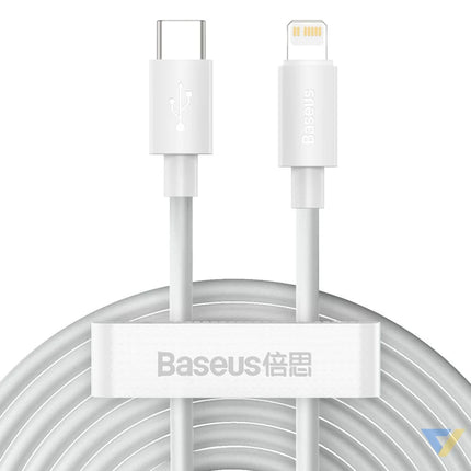 Baseus Simple Wisdom Data Cable Kit USB C to Lightning PD 20W (2PCS/Set) 1.5m White USB C to Lightning