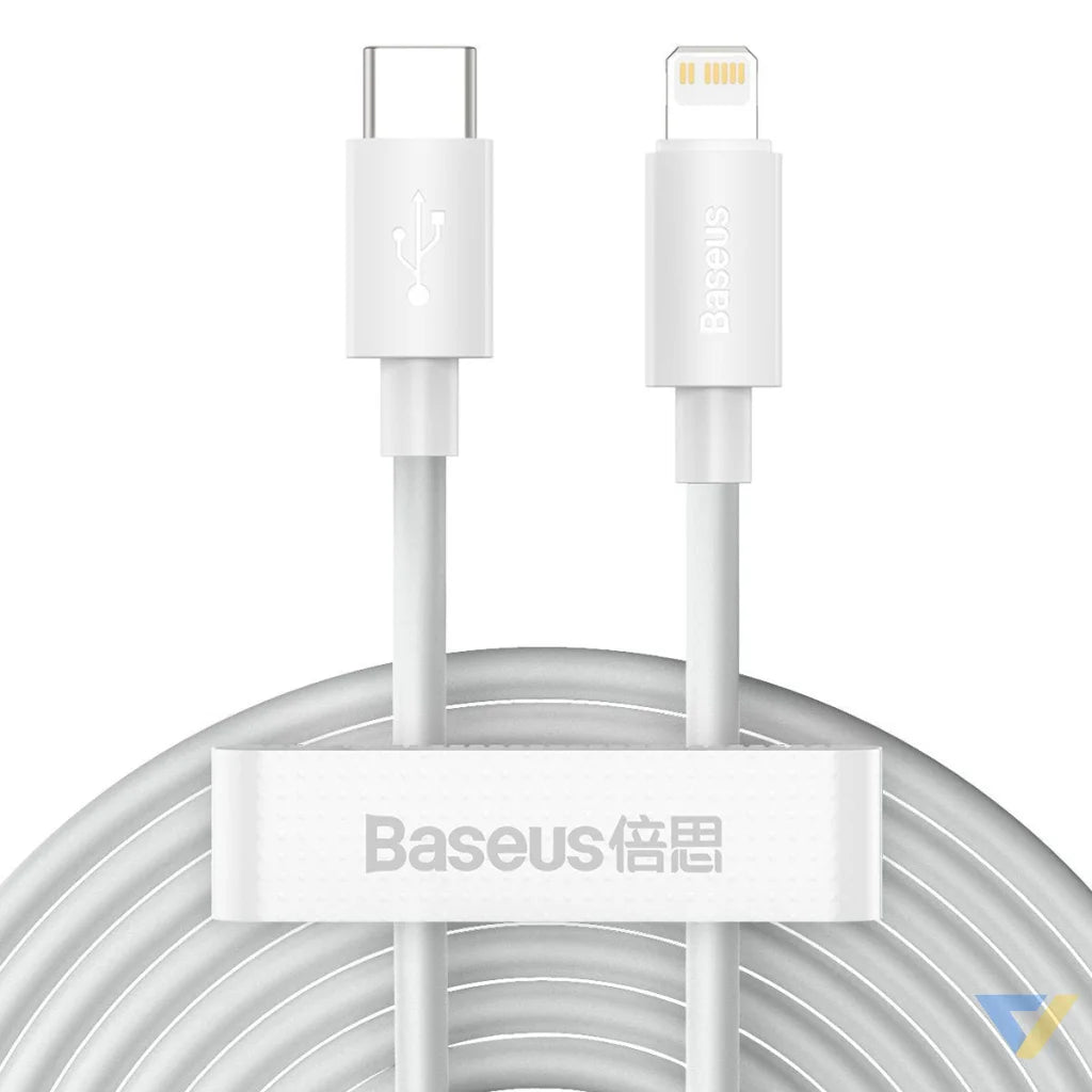 Baseus Simple Wisdom Data Cable Kit USB C to Lightning PD 20W (2PCS/Set) 1.5m White USB C to Lightning