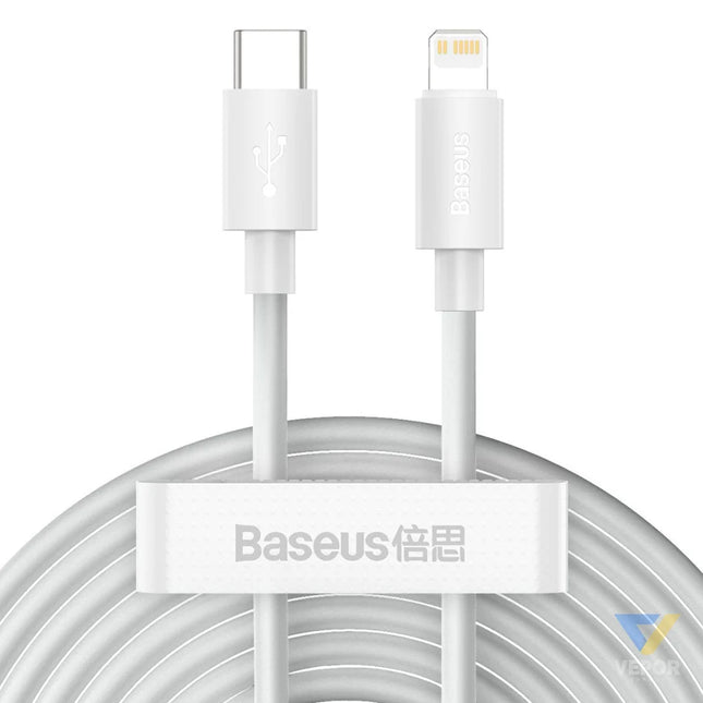 Baseus Simple Wisdom Data Cable Kit USB C to Lightning PD 20W (2PCS/Set) 1.5m White USB C to Lightning