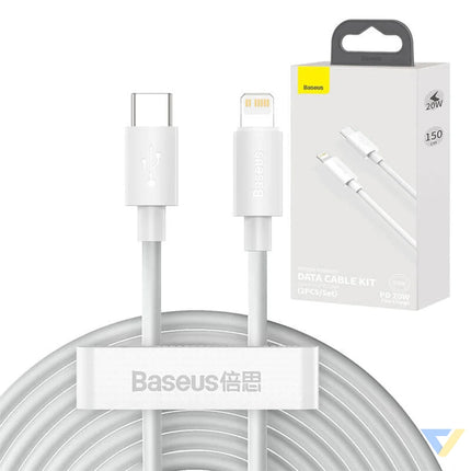 Baseus Simple Wisdom Data Cable Kit USB C to Lightning PD 20W (2PCS/Set) 1.5m White USB C to Lightning