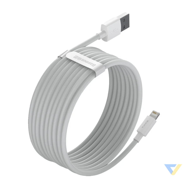 Baseus Simple Wisdom Data Cable Kit USB to Lightning 2.4A (2PCS/Set）1.5m White USB to Lightning