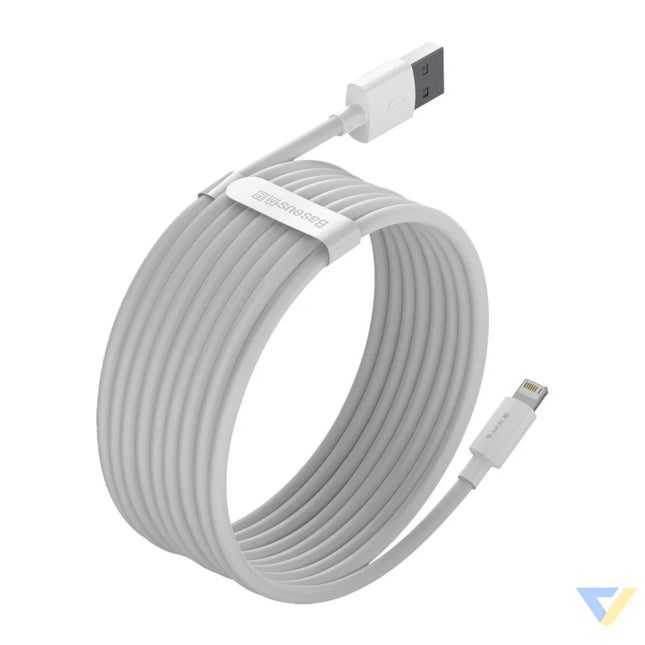 Baseus Simple Wisdom Data Cable Kit USB to Lightning 2.4A (2PCS/Set）1.5m White USB to Lightning