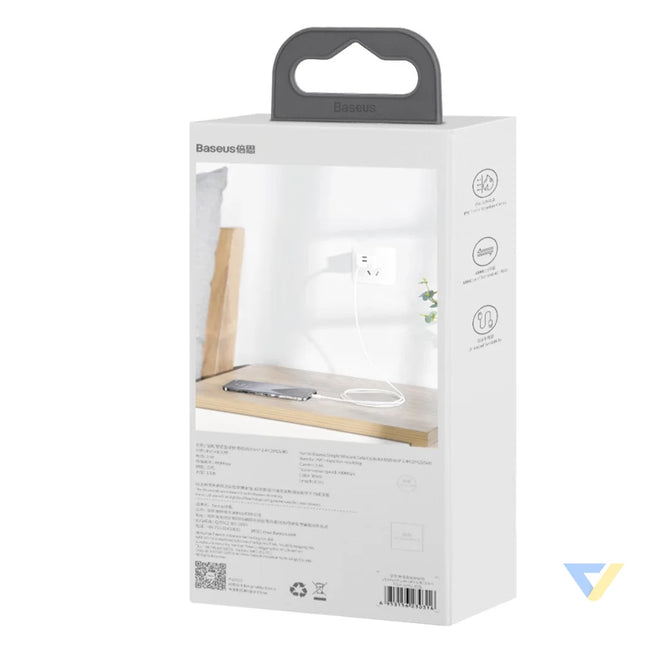 Baseus Simple Wisdom Data Cable Kit USB to Lightning 2.4A (2PCS/Set）1.5m White USB to Lightning