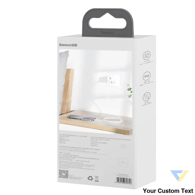 Baseus Simple Wisdom Data Cable Kit USB to Lightning 2.4A (2PCS/Set）1.5m White USB to Lightning