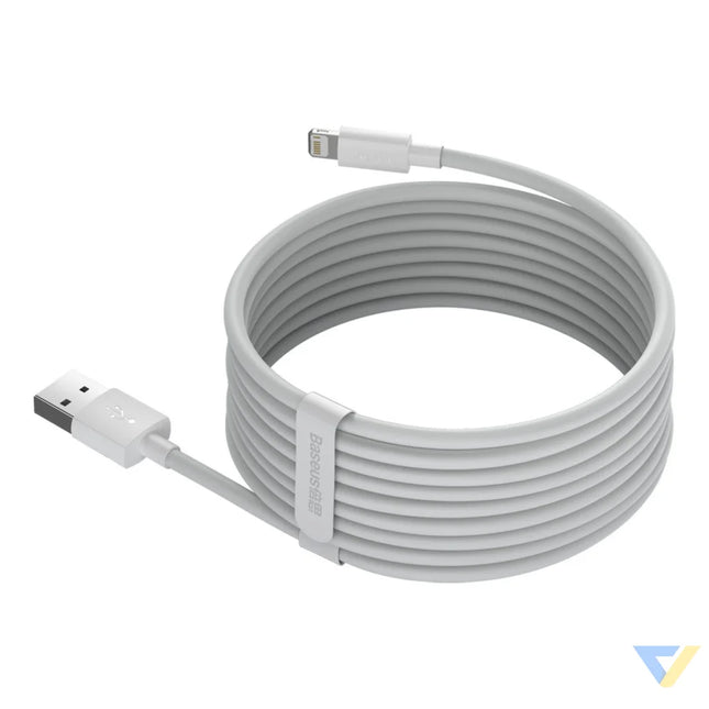 Baseus Simple Wisdom Data Cable Kit USB to Lightning 2.4A (2PCS/Set）1.5m White USB to Lightning