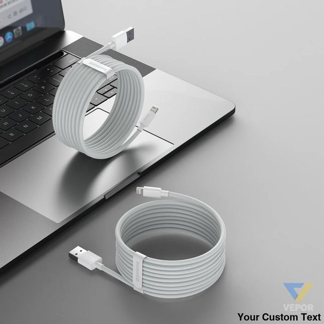 Baseus Simple Wisdom Data Cable Kit USB to Lightning 2.4A (2PCS/Set）1.5m White USB to Lightning