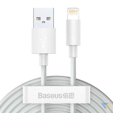 Baseus Simple Wisdom Data Cable Kit USB to Lightning 2.4A (2PCS/Set）1.5m White USB to Lightning