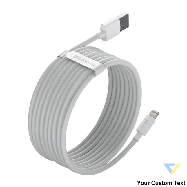 Baseus Simple Wisdom Data Cable Kit USB to Lightning 2.4A (2PCS/Set）1.5m White USB to Lightning