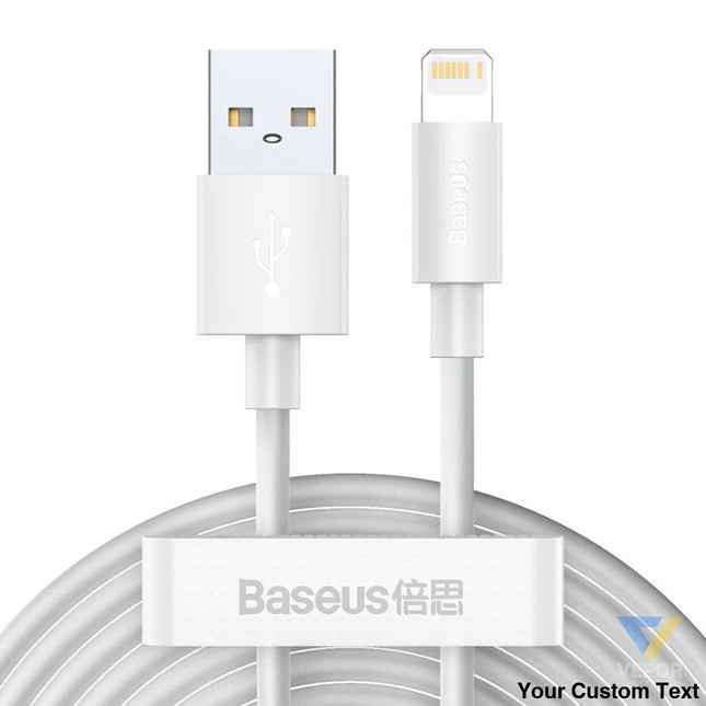 Baseus Simple Wisdom Data Cable Kit USB to Lightning 2.4A (2PCS/Set）1.5m White USB to Lightning