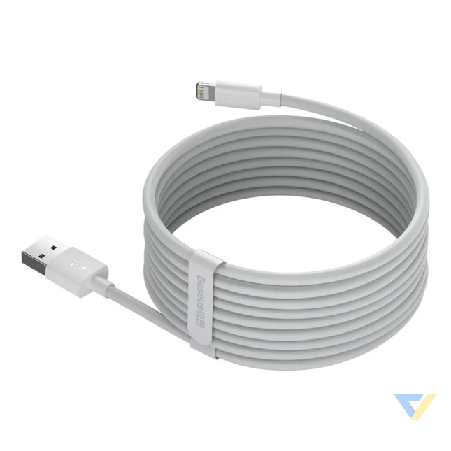 Baseus Simple Wisdom Data Cable Kit USB to Lightning 2.4A (2PCS/Set）1.5m White USB to Lightning