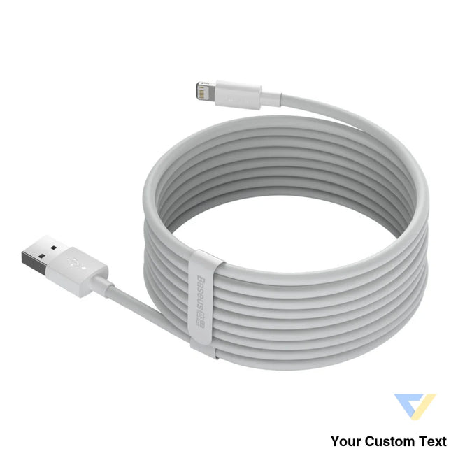 Baseus Simple Wisdom Data Cable Kit USB to Lightning 2.4A (2PCS/Set）1.5m White USB to Lightning