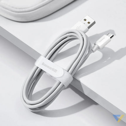 Baseus Simple Wisdom Data Cable Kit USB to Micro 2.1A (2PCS/Set) 1.5m White USB to Micro USB