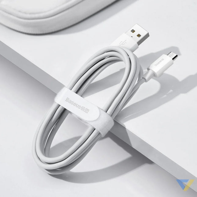 Baseus Simple Wisdom Data Cable Kit USB to Micro 2.1A (2PCS/Set) 1.5m White USB to Micro USB