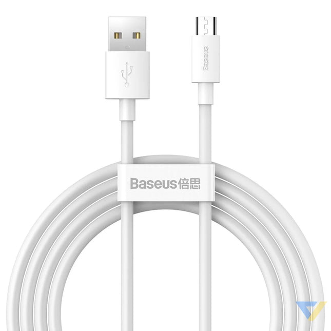 Baseus Simple Wisdom Data Cable Kit USB to Micro 2.1A (2PCS/Set) 1.5m White USB to Micro USB