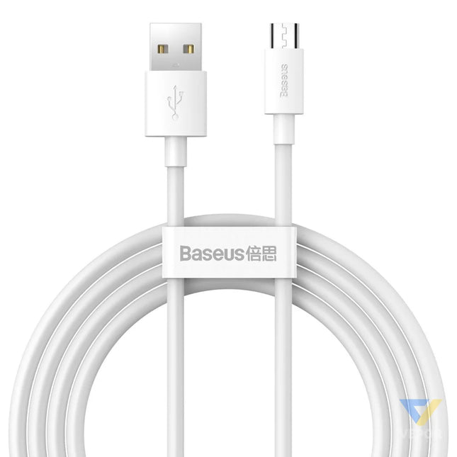 Baseus Simple Wisdom Data Cable Kit USB to Micro 2.1A (2PCS/Set) 1.5m White USB to Micro USB