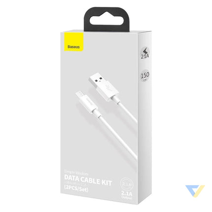 Baseus Simple Wisdom Data Cable Kit USB to Micro 2.1A (2PCS/Set) 1.5m White USB to Micro USB