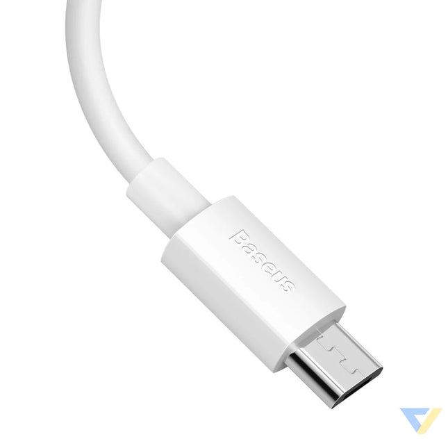 Baseus Simple Wisdom Data Cable Kit USB to Micro 2.1A (2PCS/Set) 1.5m White USB to Micro USB