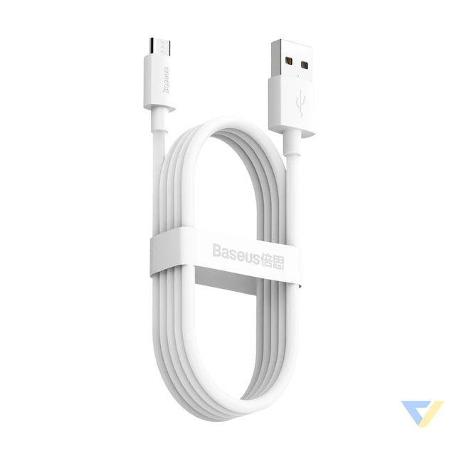 Baseus Simple Wisdom Data Cable Kit USB to Micro 2.1A (2PCS/Set) 1.5m White USB to Micro USB