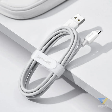 Baseus Simple Wisdom Data Cable Kit USB to Micro 2.1A (2PCS/Set) 1.5m White USB to Micro USB