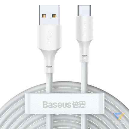 Baseus Simple Wisdom Data Cable Kit USB to Type C 5A (2PCS/Set）1.5m White USB to USB C