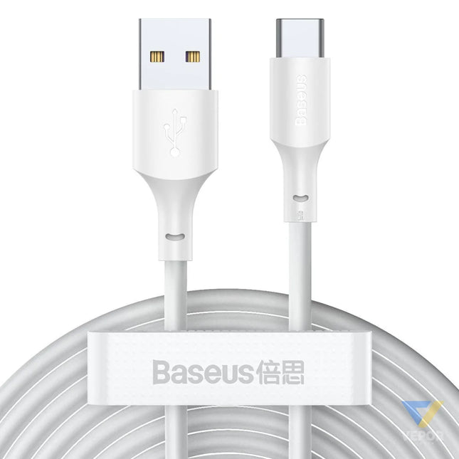 Baseus Simple Wisdom Data Cable Kit USB to Type C 5A (2PCS/Set）1.5m White USB to USB C