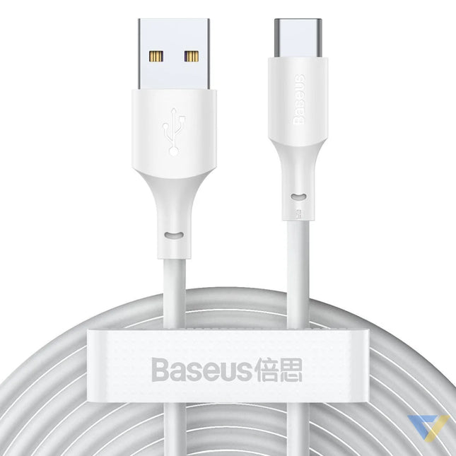 Baseus Simple Wisdom Data Cable Kit USB to Type C 5A (2PCS/Set）1.5m White USB to USB C