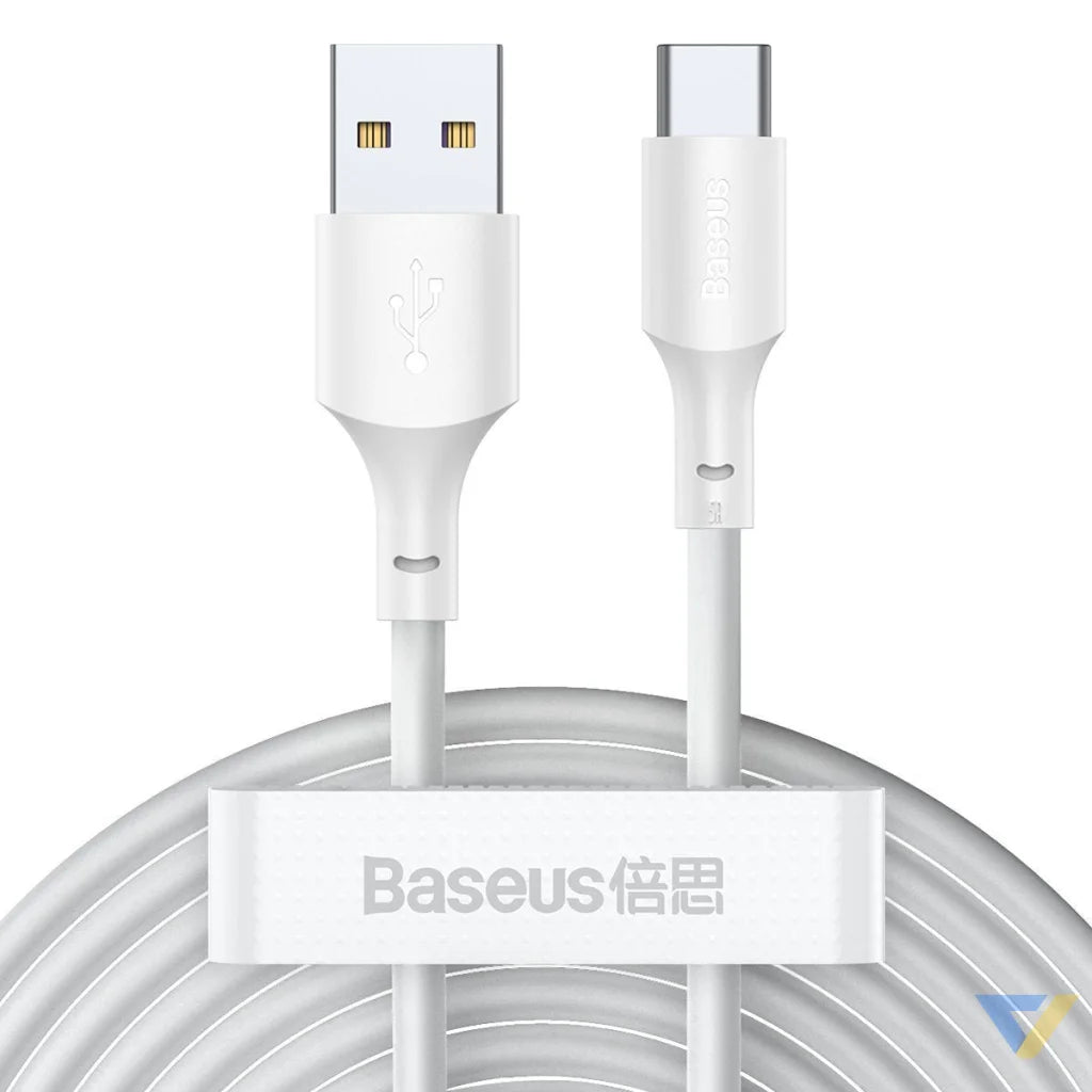 Baseus Simple Wisdom Data Cable Kit USB to Type C 5A (2PCS/Set）1.5m White USB to USB C
