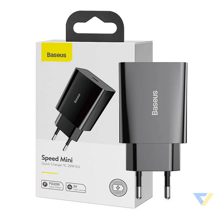 Baseus Speed Mini Quick Charger USB C PD 3A 20W (black) mains chargers