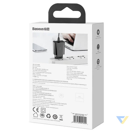 Baseus Speed Mini Quick Charger USB C PD 3A 20W (black) mains chargers