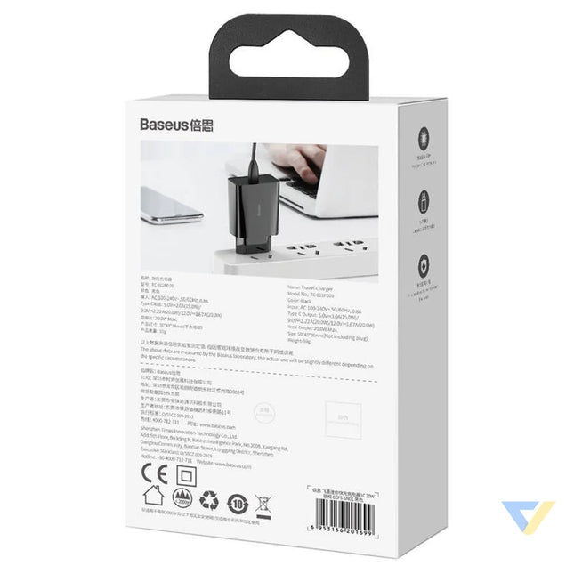 Baseus Speed Mini Quick Charger USB C PD 3A 20W (black) mains chargers