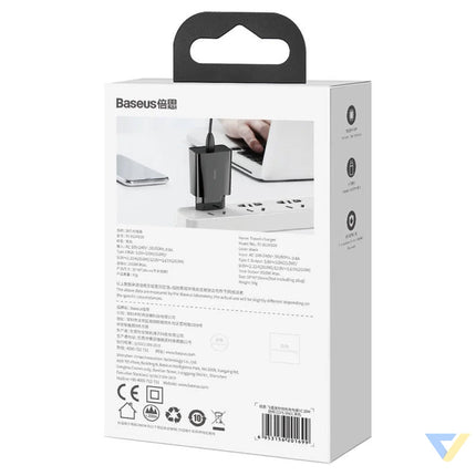 Baseus Speed Mini Quick Charger USB C PD 3A 20W (black) mains chargers