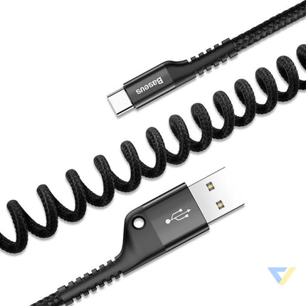 Baseus Spring loaded USB C cable 1m 2A (Black) USB to USB C