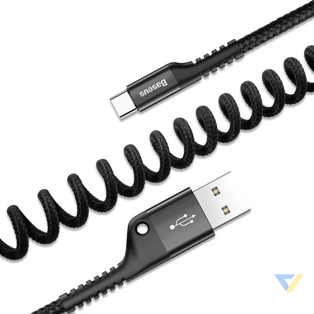 Baseus Spring loaded USB C cable 1m 2A (Black) USB to USB C